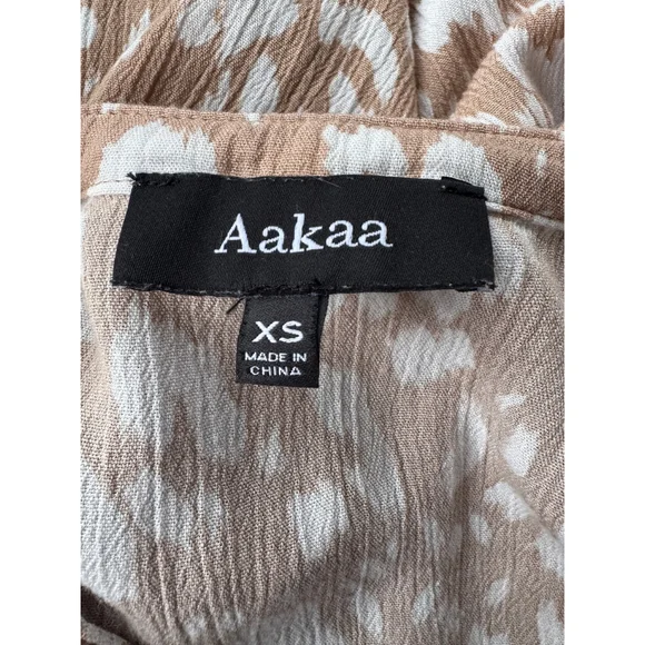 Aakaa Tan and Cream Chetah pattern summer dress super cute - XS - 343 - Picture 5 of 6